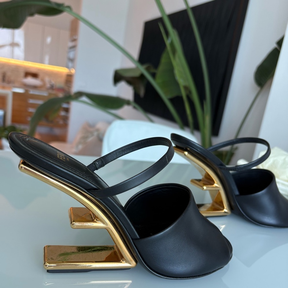 Fendi Black and Gold Statement Heels